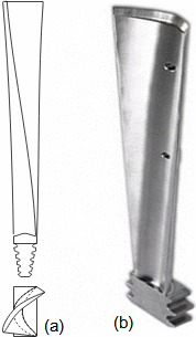 Příklady zkroucených lopatek parních turbín
